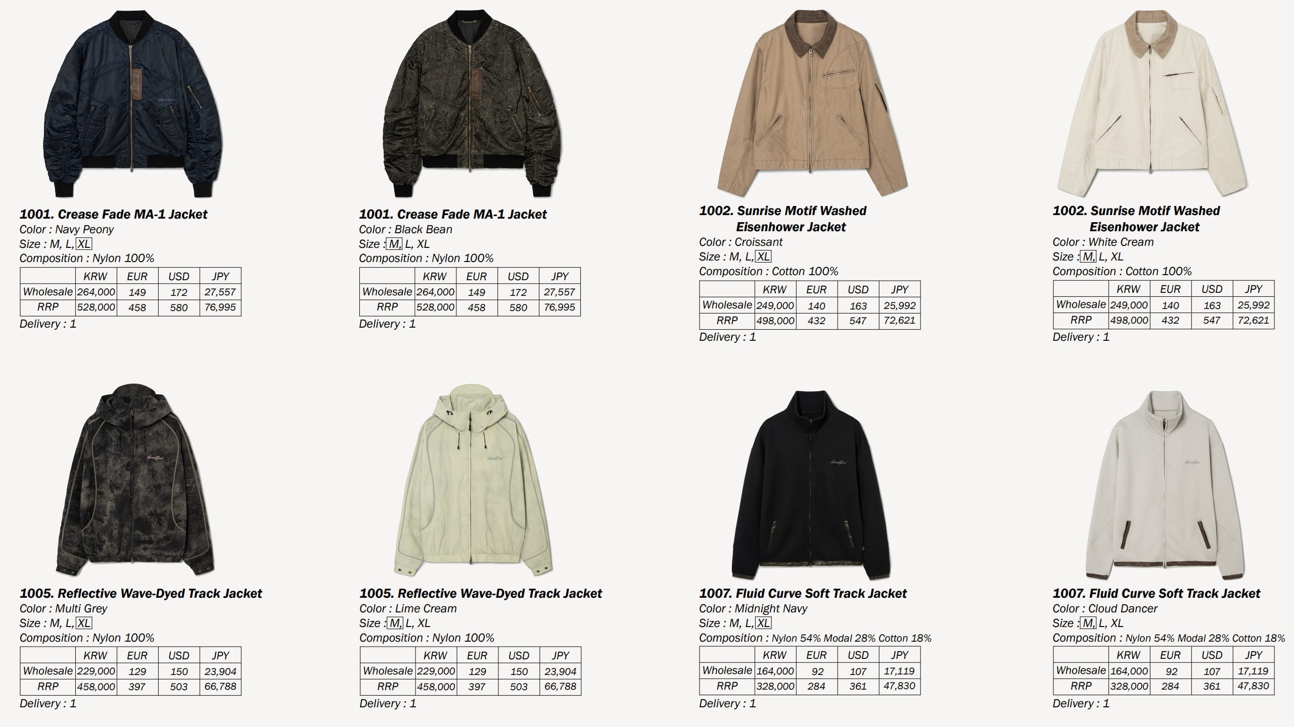 SPECIALGUEST 27SS LINE SHEET – SPECIALGUEST®