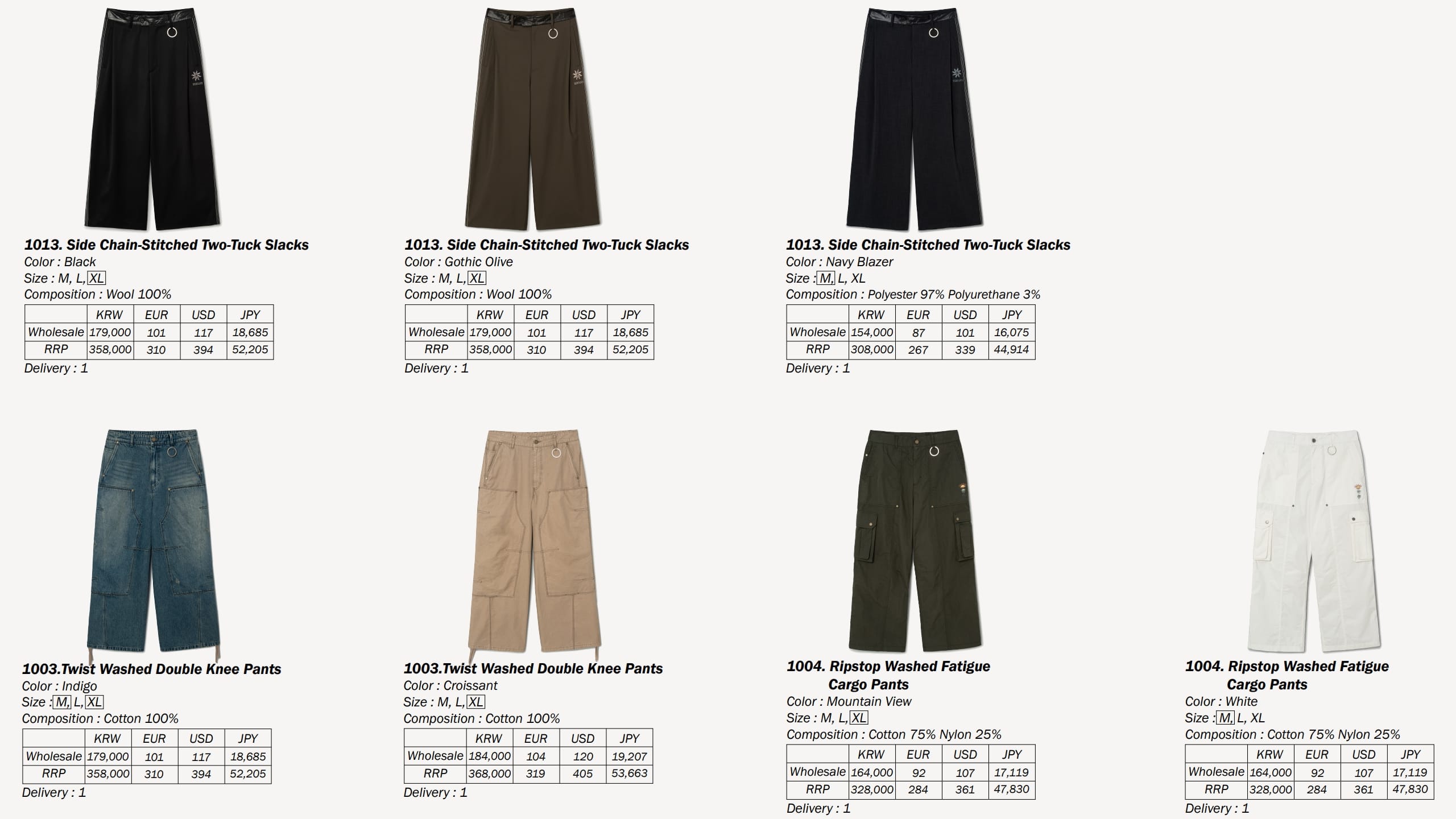 SPECIALGUEST 27SS LINE SHEET – SPECIALGUEST®